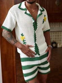 Manfinity CityGents Men's Knit Set: Short Sleeve Top And Shorts, Fashionable For Summer Summer Two Pieces Set For Men