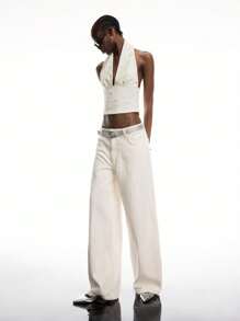 LYSMO Top halter de punto con strass para mujer - Nuevo lanzamiento primavera/verano 2025