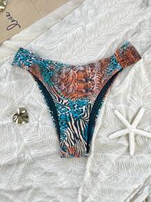 Swim Lushoire Bikini họa tiết da báo nhiều màu cắt xẻ gợi cảm cho nữ, thích hợp cho kỳ nghỉ - Nhiều màu - Xem 2