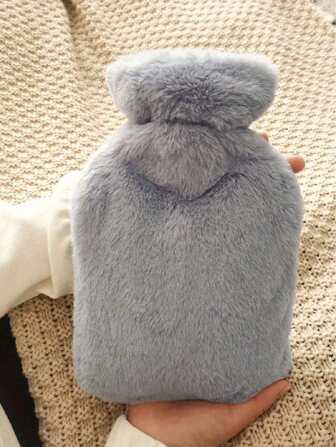 SHEIN 1pc Water Filled Hot Water Bag With Faux Rabbit Fleece Cloth Cover, Girls Hot Compress, Warm Belly, Warm Water Bag, Small Size, Carry On Water Filling, Warm Hand Bag, Flushing Water, Warm Hand Bag (Due To Different Batches, The Lines And Color May Vary. We Apologize For Any Inconvenience Caused)
