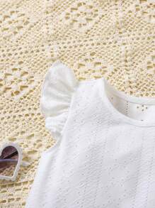 Summer Baby Girls Cute White Top And Elastic Waist Shorts Set