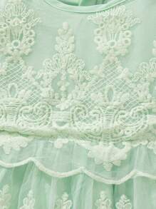 SHEIN 女婴可爱纯色蕾丝网眼芭蕾舞裙，秋季时尚