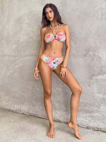 Swim Chiccia Bộ bikini Bandeau in họa tiết Bohemian Paisley lãng mạn cho kỳ nghỉ hè ở bãi biển - Nhiều màu - Xem 5