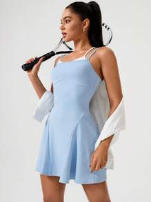 Hanevo Women's 2-In-1 Camisole Mini Dress For Fitness, Summer Sportwear For Daily Wear - Blue - View 6