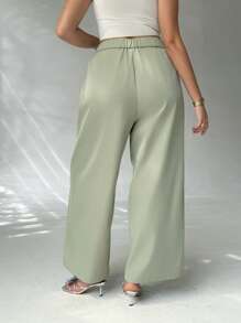 SHEIN Privé Plus Size High-Waisted Pleated Wide Leg Pants, Elegant Casual Commuter Versatile Luxury Retro College Style, Suitable For Office, Afternoon Tea, Dates, Concerts, Parties, Autumn/Winter