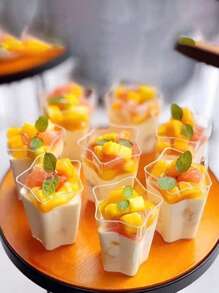 SHEIN 五角星慕斯杯布丁木糠杯提拉米苏果冻甜品台杯一次性塑料创意迷你无盖10个20个