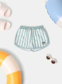 SUMWON Pantaloncini da spiaggia, piscina ed attività estive, a righe, con laccio regolabile in vita, costumi da bagno da vacanza e resort per bambini