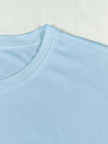 INAWLY Áo thun nữ mùa hè cỡ lớn có nơ trang trí - Màu xanh nhạt - Xem 3