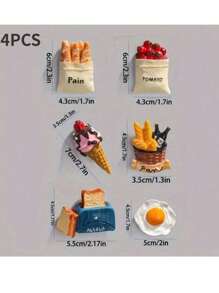 SHEIN 6 magneți de frigider, magneți de frigider cu alimente 3D, magneți decorativi drăguți, magneți de frigider personalizați, potriviți pentru table albe de bucătărie și birou, dulapuri de depozitare și mașini de spălat vase, decorare bucătărie, decorare casă, cadouri de Ziua Mamei