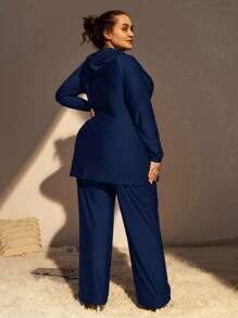 Swim Mulvari Tankini grande taille pour femme, à manches longues et pantalon, tenue de bain modeste - Bleu azur - Voir 3