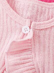 Elladie kids 3pc Baby Girl Casual Ruffle Trim Long Sleeve Jacket, Suitable For Spring & Autumn Chic For Autumn/Winter Fall - Multicolor - View 3