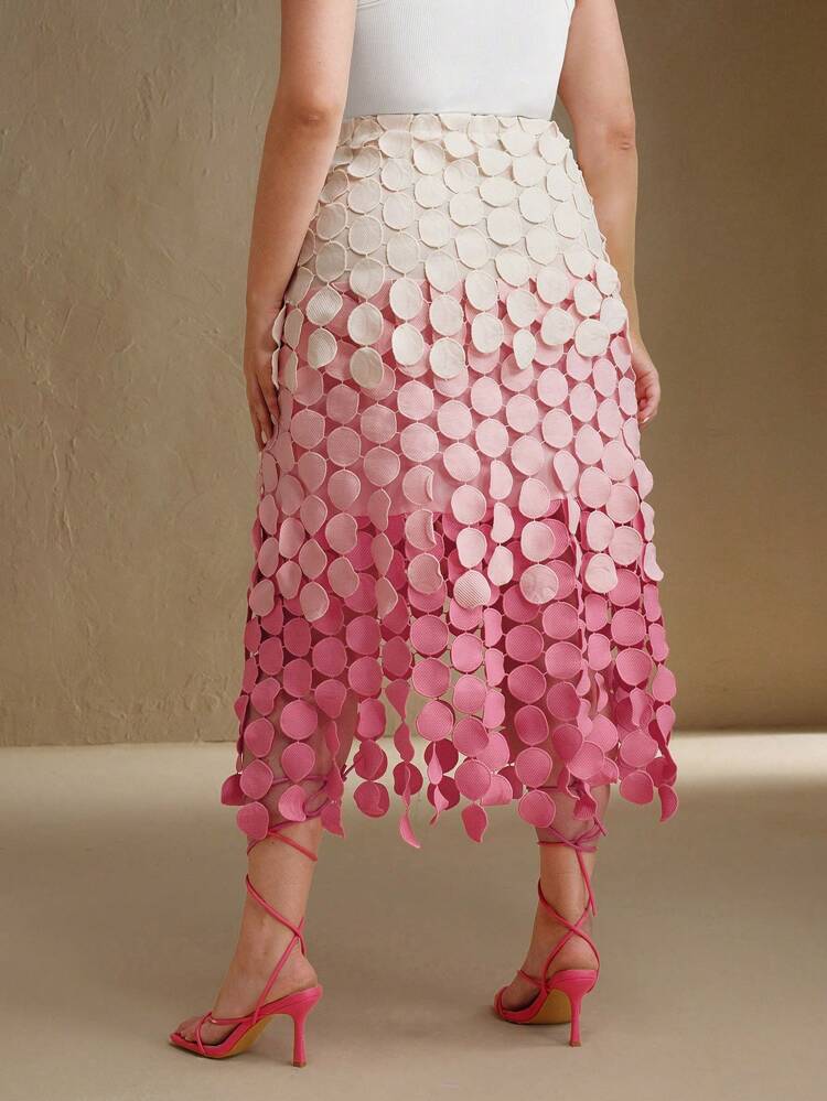 Jupe évasée à taille haute avec broderie et ourlet ajouré circulaire à franges, jupe d'été pour femmes, festival