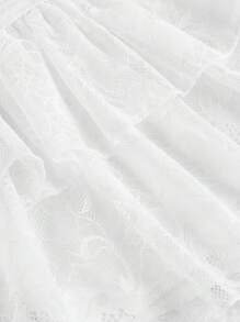 Girlism Teen Girl Fashionable Sweet Solid Color Double-Layered Lace White Mini A-Line Skirt Y2K