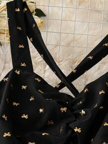 DreamSkyne Plus Size Bowknot Crisscross Back Cami Dress - Black - View 5