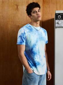 SWAVVY Men T-Shirts Fit Crew Neck Drop Shoulder Short Sleeve Graphic Tee Street Summer Polyester Tie Dye