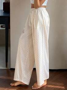 DAZY Women's Polka Dot Printed Sleepwear Bottoms, Fall Pajama