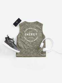 SHEIN Young Boy Letter Printed Washed Loose Knit Casual Tank Top Boys Muscle Tank Kids Summer Tank Top Kids Graphic Tank Inspirational Shirts For Kids Kids Oversized Tank Top
