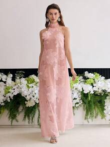 MOTF Soiréza 刺绣立体花卉A字连衣裙 - 粉色 - View 6