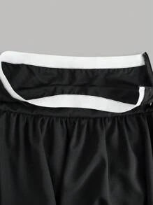 Girlism Teen Girls Black Colorblock Bow Waistband Side Zipper Skirt, Peplum School Girl Athletic Mini Skirt, Back To School