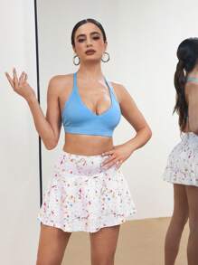 Menodora SHEIN Sport Women Solid Color Casual Fitness Sports Bra Dancewear - Baby Blue - View 4