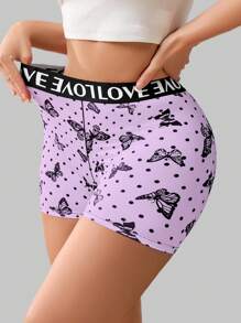 1pc Exotic-Funny Car Print & Letter Graphic Butterfly Pattern High Waist Briefs For Women - Multicolor - View 4