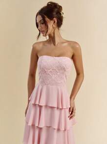 SHEIN BAE Váy nhiều lớp không tay cho nữ, màu trơn cho váy dự tiệc mùa hè cho nữ/Váy mùa hè cho nữ//Váy thanh lịch cho tiệc/Váy dạ hội/Váy sinh nhật cho nữ/Váy phù dâu - Hồng - Xem 6