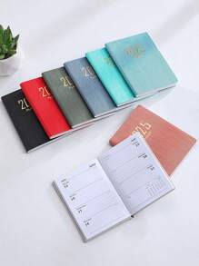 SHEIN 1PC 2025 A7 Weekly Planning Notebook Daily Schedule Mini Portable Diary PU Leather Cover English Plan Book Includes To-Do List Tasks, Expense Tracking And Organizing Meals School Supplies