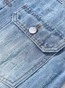 Manfinity EMRG Plus Size Men's Ombre Gradient Front Button Casual Long Sleeve Denim Jacket