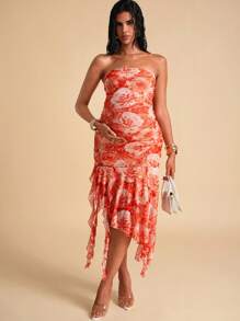 MaterniChic Pregnant Women's Fashionable Bandeau Midi Dress, Suitable For Summer Birthday Dresses For Maternity Baby Shower Elegant Summer Dress