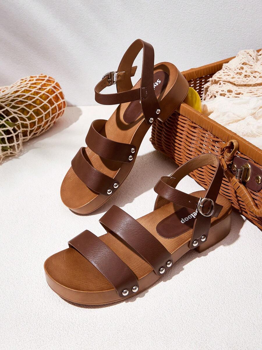 Styleloop Sandali con zeppa e platform da donna - Marrone ruggine - Visualizzare 1