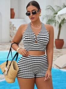 Swim Vcay 大码女式夏季条纹印花比基尼泳装 - 彩色 - 查看 5