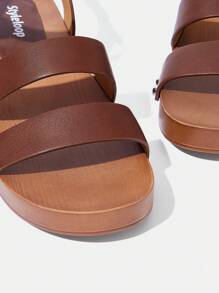 Styleloop Sandali con zeppa e platform da donna - Marrone ruggine - Visualizzare 4