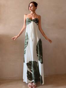 Aloruh 波西米亚风度假花卉印花夏季休闲无袖连衣裙 - 白色 - 查看 4