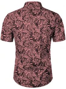Manfinity Homme Short Sleeve Shirt For Men, Fashionable For Summer - Pink - View 2