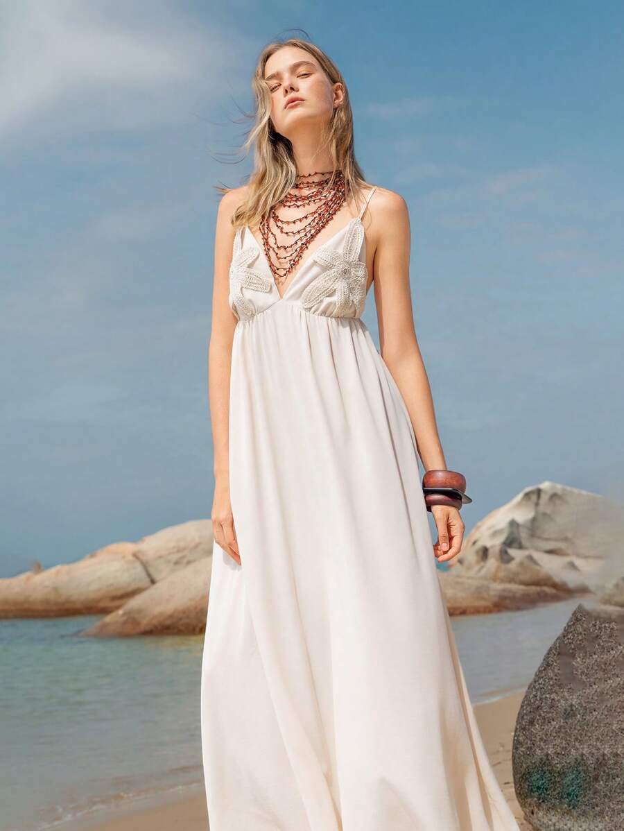 Lumivelle Vestido casual de tirantes con estampado floral de moda para mujer, primavera/verano - Albaricoque - Ver 1
