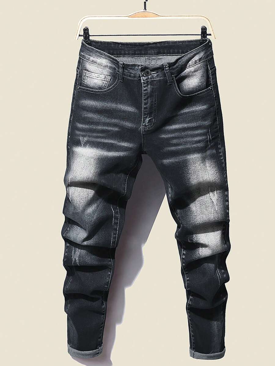 Manfinity LEGND Plus Size Men's Fashion Denim Jeans, Suitable For Summer