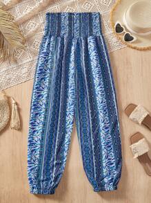 Tween Girls Casual Simple Blue Comfortable Vacation Pants - Blue - View 2