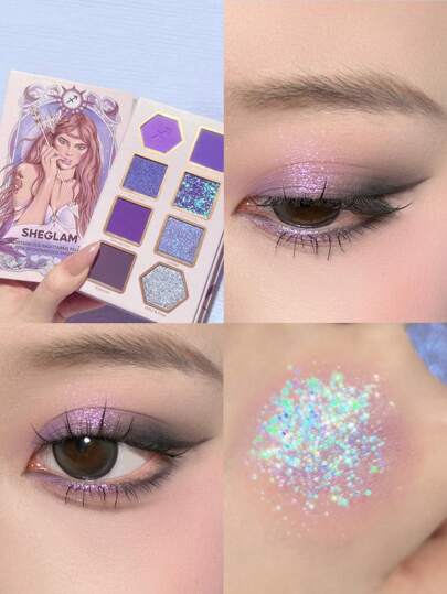 SHEGLAM Spontaneous Sagittarius Palette 8-Clolor Shimmer Metallic Matte Eyeshadow Palette Silver Bold Radiant Purple High Pigment Long Wear Blendable Pro Eyeshadow Pink Purple Eyeshadow Brand Beauty Makeup Face Paint Cosmetic For Women Girls Perfect For Fall Winter Ideal For Y2K Fancy Fashion Suitable For Birthday Christmas Present Party Ready Best Color