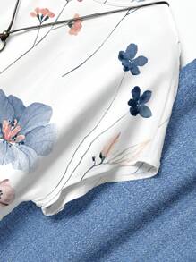 Rusticease 2件套女士碎花修身配套露脐上衣和短裤套装，适合春夏秋季穿着，休闲百搭。 - 彩色 - 查看 2