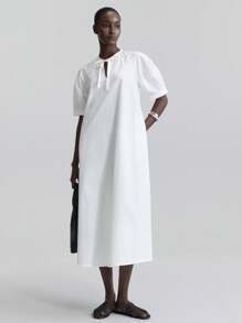 Ontre Abiti midi da donna alla moda per l'estate, abiti bianchi eleganti, abbigliamento da ufficio per insegnanti, abbigliamento da festival musicali