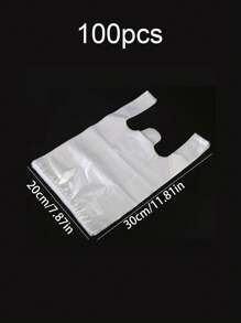 SHEIN Un conjunto de 100 bolsas de plástico blancas y transparentes, bolsas para desayuno, bolsas de envasado de alimentos desechables, bolsas de plástico para supermercados y compras, adecuadas para uso diario