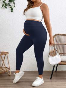 SHEIN Pantaloni di maternità tinta unita, semplici per uso quotidiano