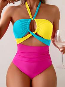 BamGleam 1 件女士彩色连体泳衣，海滩度假风格 - 彩色 - 查看 6