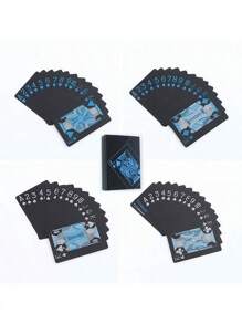 黑色塑料扑克牌耐磨耐用。塑料PVC防水扑克牌适用于朋友聚会、生日、圣诞聚会、减压玩具和有趣的棋盘游戏。良好的可伸缩弹性防水纸牌红蓝，一款多功能且有趣的纸牌游戏，与朋友一起解锁新游戏，游戏>棋盘游戏，游戏，趣味纸牌 - 藍色 - 查看 7