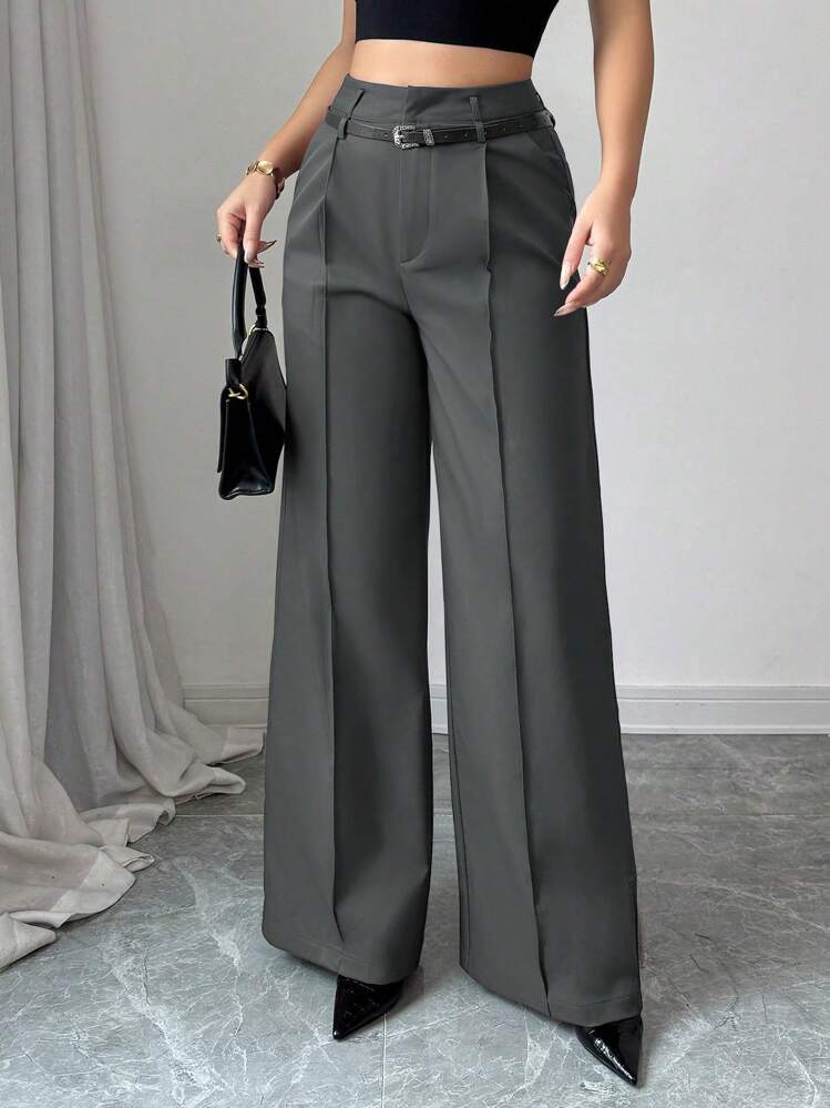 womens grey dress pants Women's & Leggings Woven to wow SHEIN PETITE Women Summer High