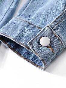 Manfinity EMRG Plus Size Men's Ombre Gradient Front Button Casual Long Sleeve Denim Jacket