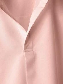Franclia 时尚高端法式设计宽松蝙蝠袖翻领女式粉色衬衫 - 粉色 - 查看 7