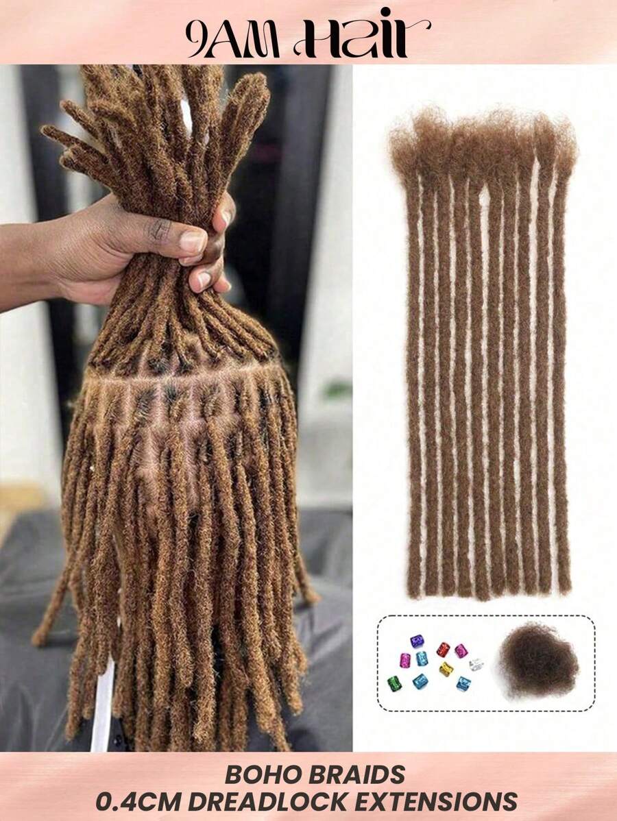 Boho Braids 4-12英寸 0.4厘米粗 10股 100% 真人发辫子接发 男女通用 钩针编织真人发无结辫子 - S5 - 查看 1
