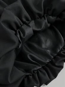 Girlism Teen Girls Black Colorblock Bow Waistband Side Zipper Skirt, Peplum School Girl Athletic Mini Skirt, Back To School
