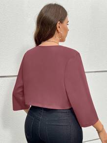 SHEIN Essnce Plus Size Women's Autumn Hollowed Costumes Thanksgiving Women Outfit Business Casual Women Fall Women Clothes Fall Women Outfits And Winter New Style Fashionable And Elegant Commuting Office Work Solid Color Red 7-Quarter Sleeve Short Jacket Jacket Blazer Women Blazers